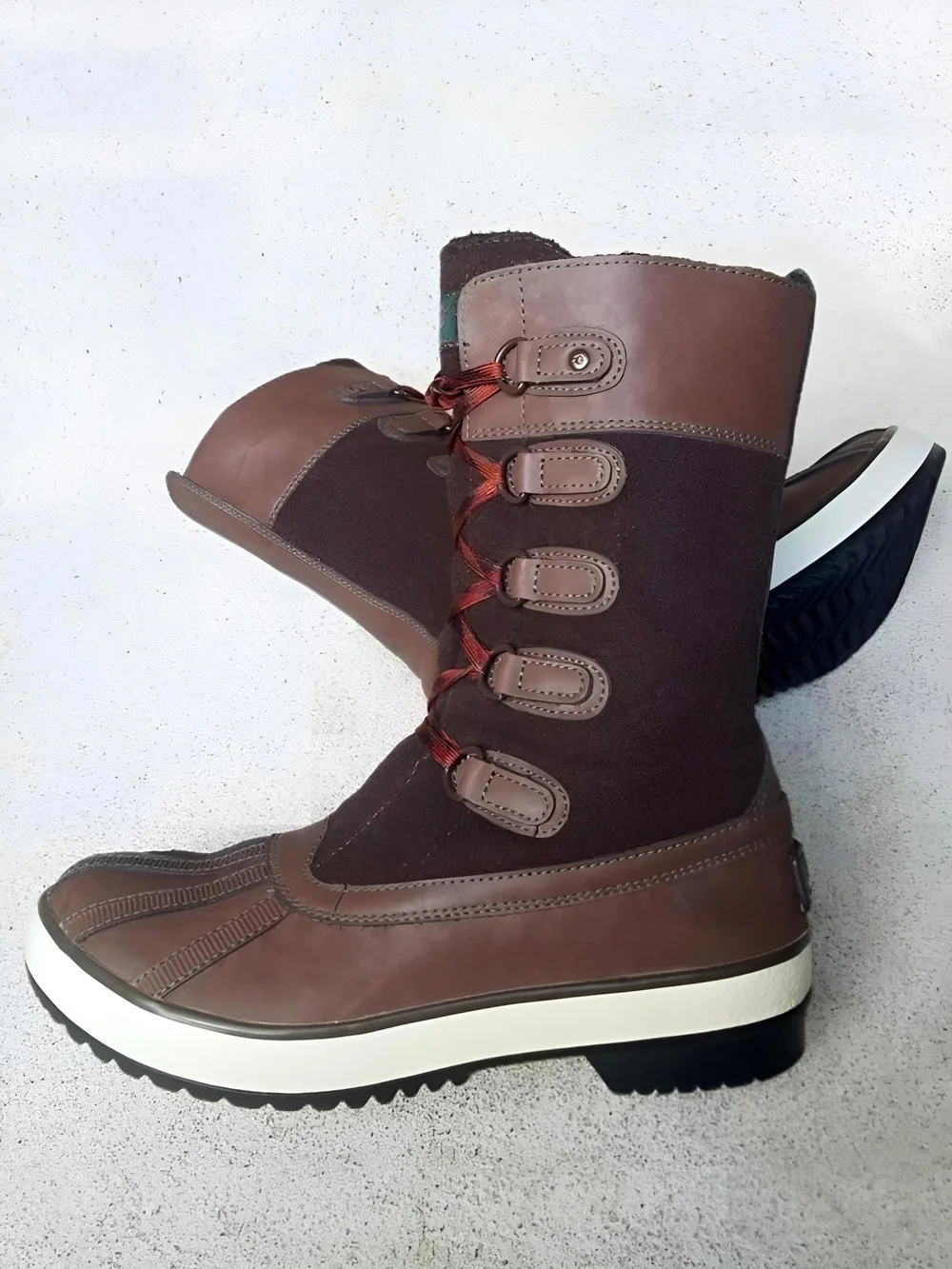 UGG Women's 7 Baroness Waterproof Duck Boots Chocolate Brown Leather Wool